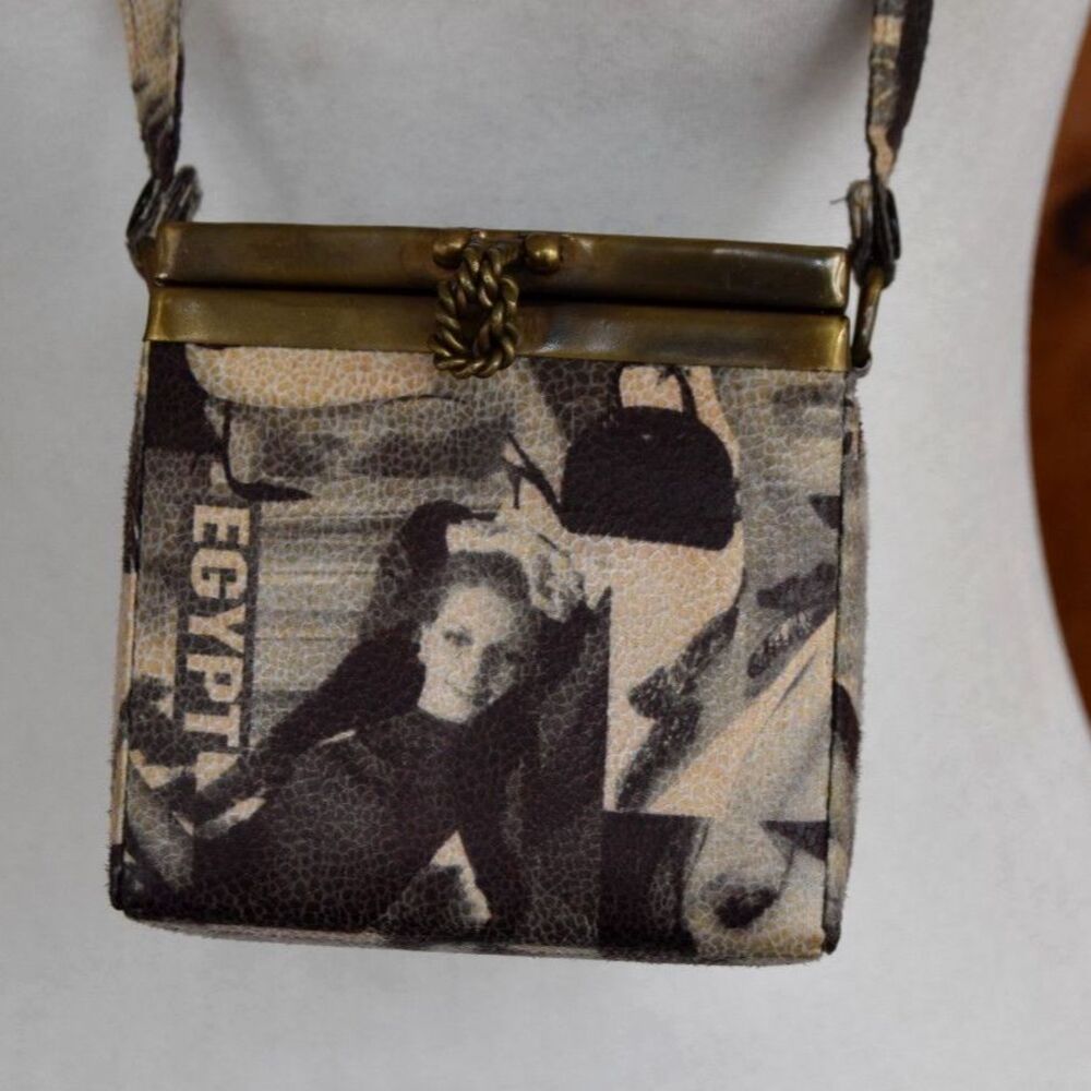 Vintage Y2K Silk Box Purse Kiss Lock Mini Shoulder Bag Travel Made in India